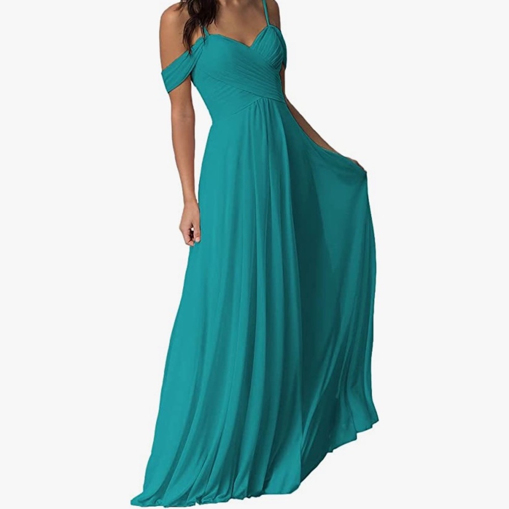 Women's Long Off Shoulder Chiffon Bridesmaid Dress
